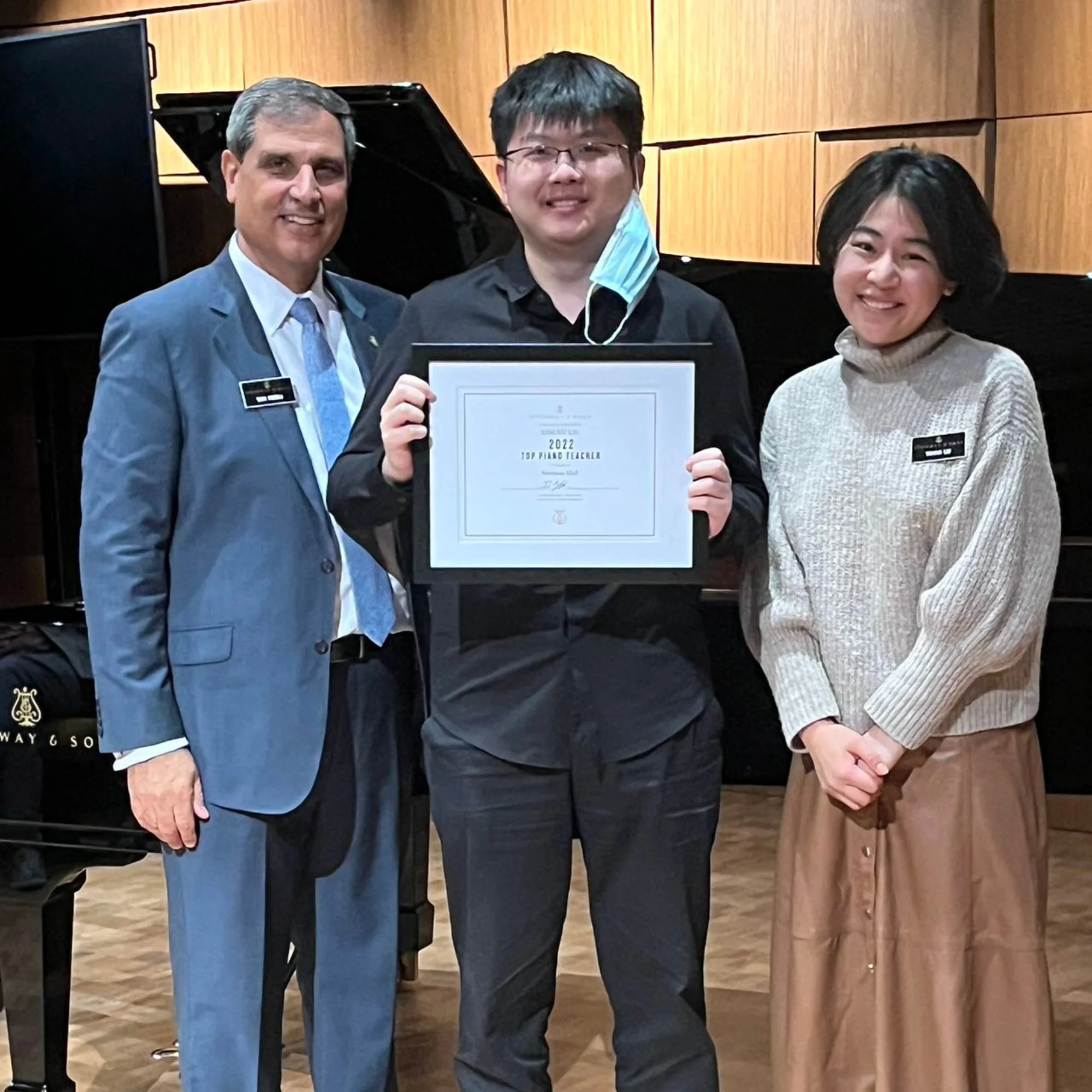 Steinway Education Partner certificate awarded to Xingyu Liu